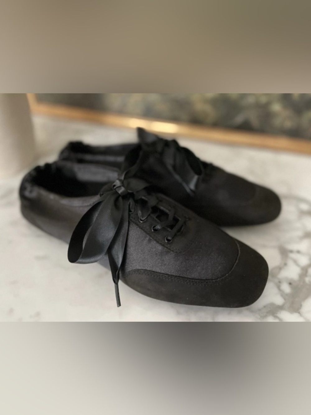 Vivaia Cristina Sneakerina Black Satin Ballet Sneaker Size 9 As seen Bella Hadid - Picture 9 of 13